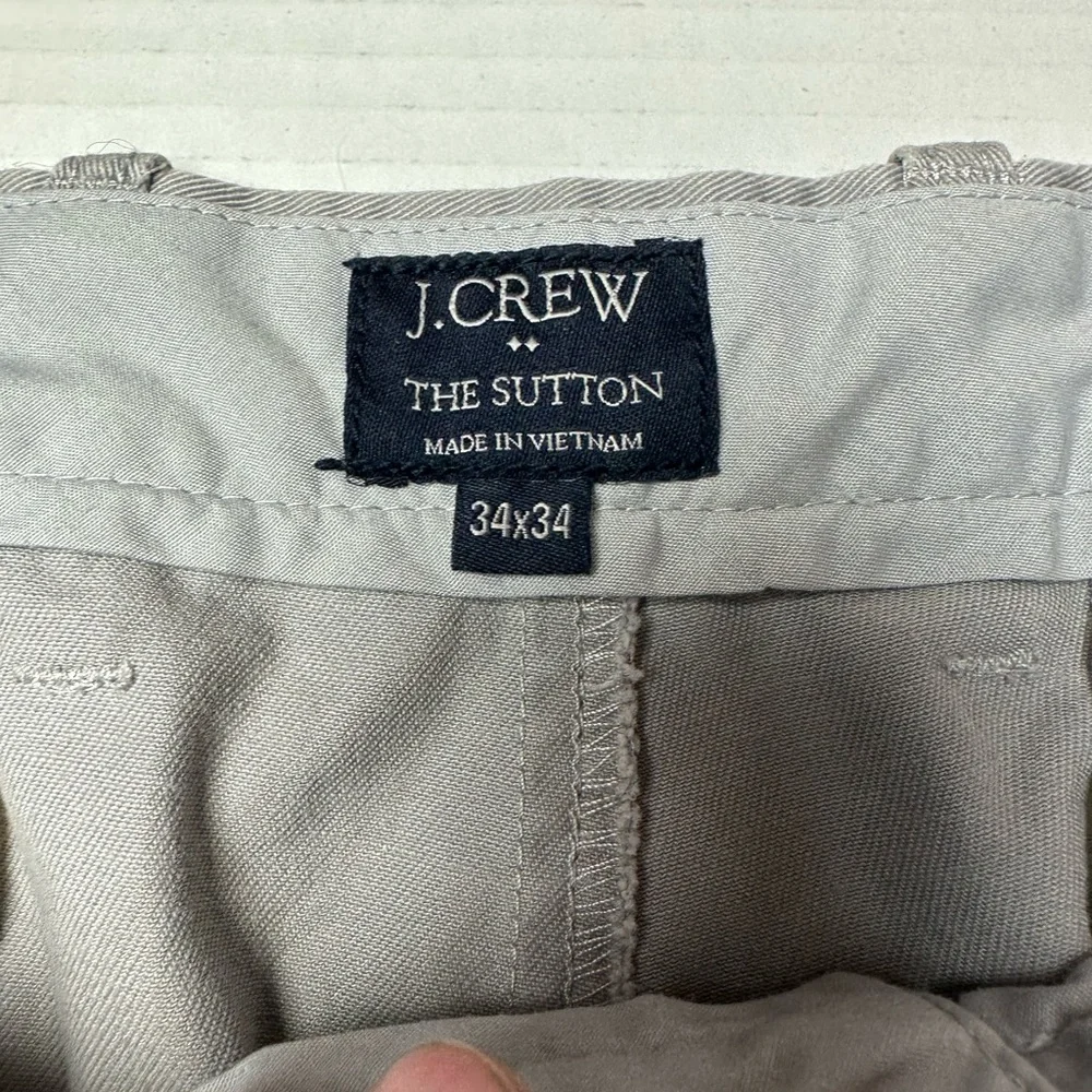 J.Crew The Sutton Mens 34 X 34 Pants Gray Chino Pant 100% Cotton‎ Dress Business